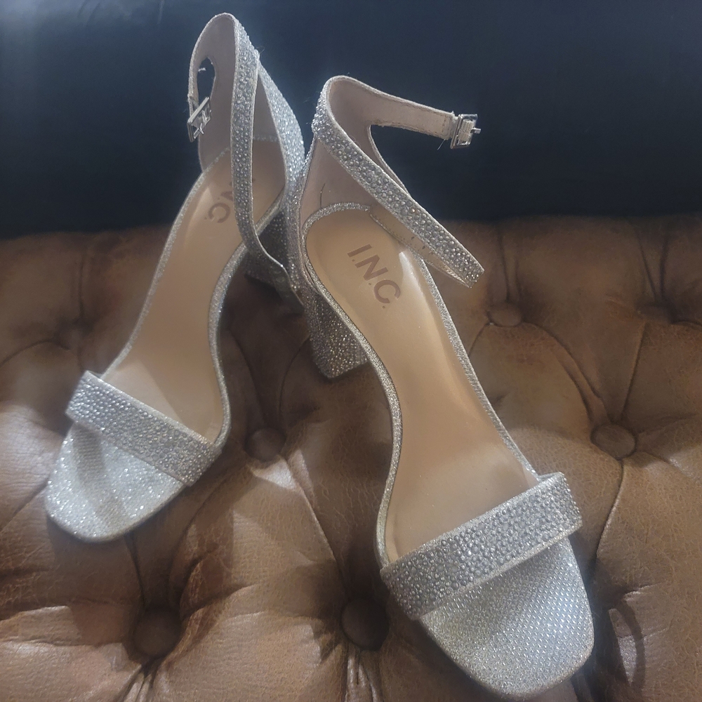 INC International Concepts Women's Sparkling Silver Heels